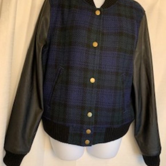 J. Crew Jackets & Blazers - J. Crew Sz L Blue Plaid Bomber Jacket